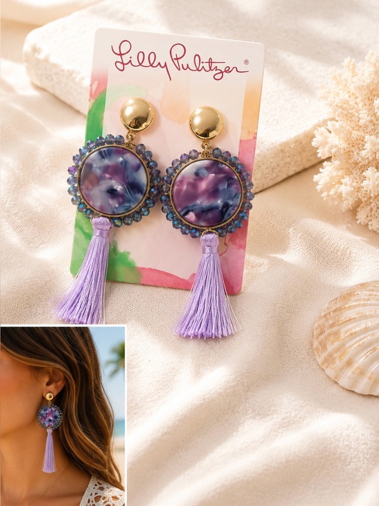Lilly Pulitzer Jewelry - Lilly Pulitzer Purple Tassel Earrings Fashion Jewelry statement cute boho gift
